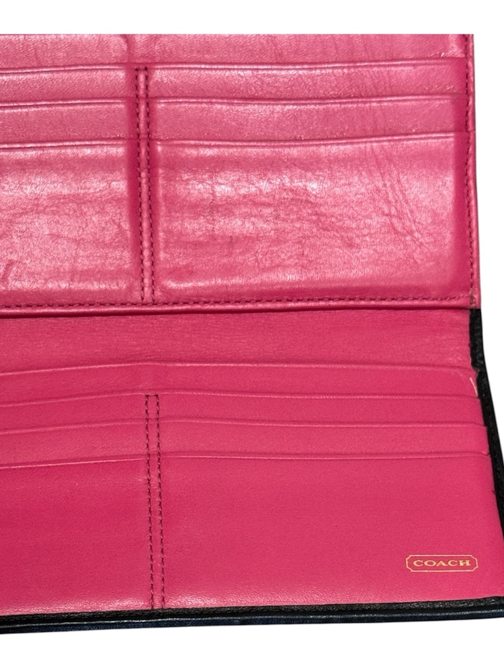 Coach Legacy Black Leather Turnlock Wallet Pink Interior Orig $198 - Picture 4 of 7